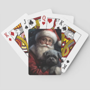 Baraja De Cartas Affenpinscher con Navidades festivos de Santa Clau