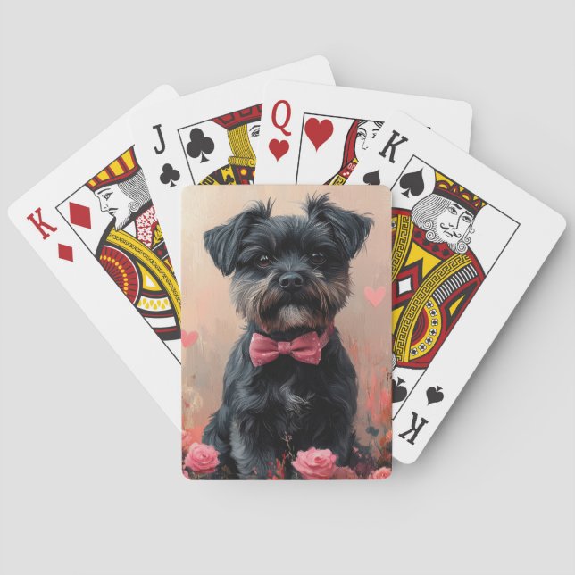 Baraja De Cartas Affenpinscher con Rosas - El día de San Valentín (Reverso)
