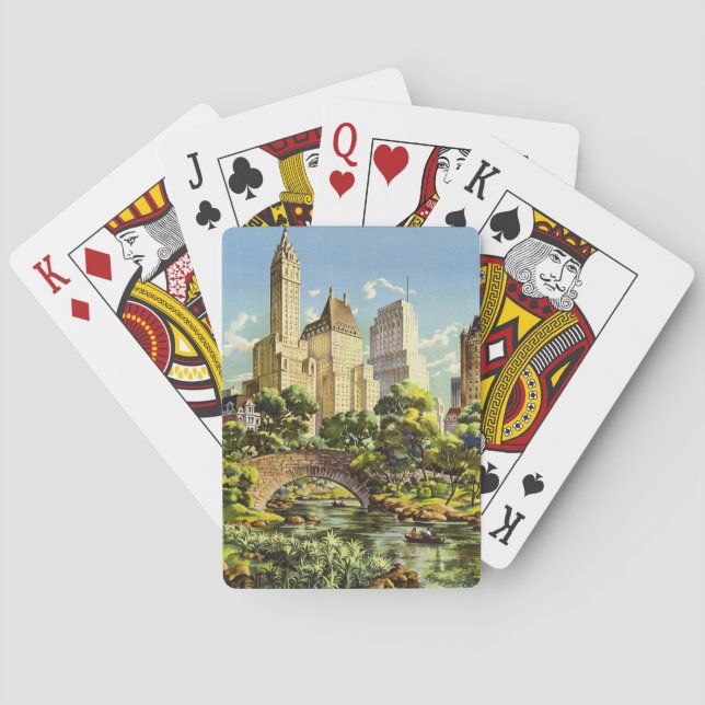 Baraja De Cartas Afiche de época del Parque Central de Nueva York (Reverso)