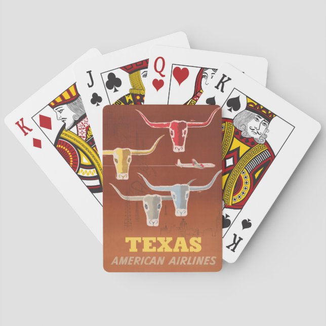 Baraja De Cartas Afiche De Viaje De American Airlines A Texas (Reverso)
