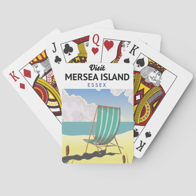 Baraja De Cartas Afiche de viaje de Essex, isla de Mersia (Reverso)