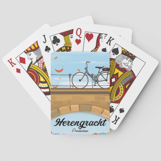 Baraja De Cartas Afiche de viaje de Herengracht Canal Amsterdam (Reverso)