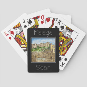 Baraja De Cartas Afiche de viajes color agua de Málaga España