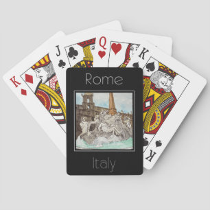 Baraja De Cartas Afiche de viajes color de agua de Roma Italia