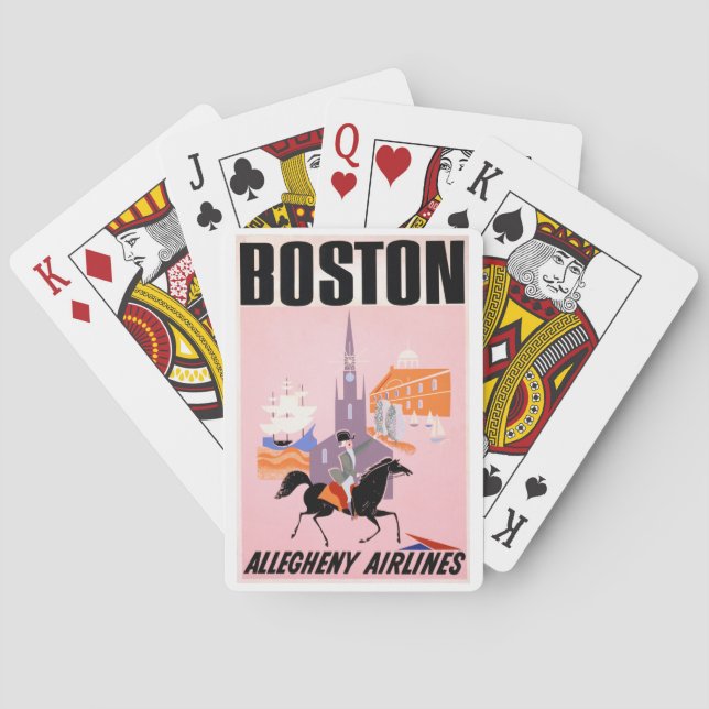 Baraja De Cartas Afiche De Viajes De Allegheny Airlines A Boston (Reverso)