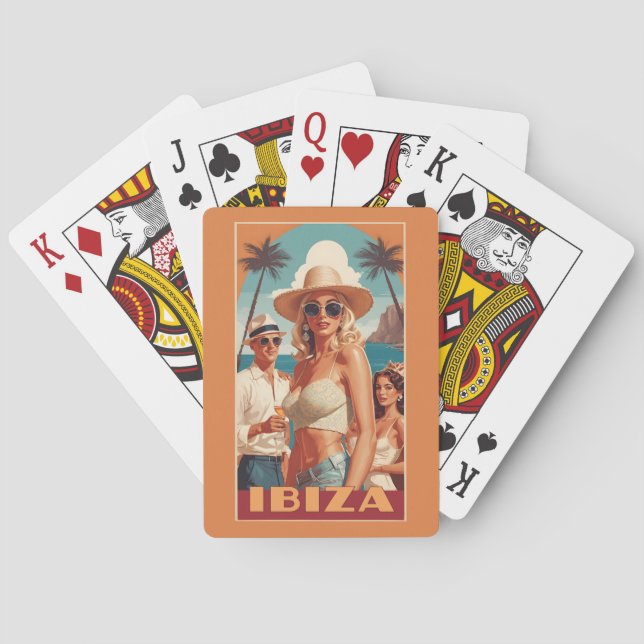 Baraja De Cartas Afiche de viajes de Ibiza, España (Reverso)