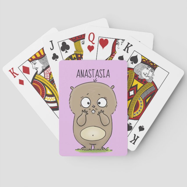 Baraja De Cartas Afortunadamente adorable personalizado de hámster  (Reverso)