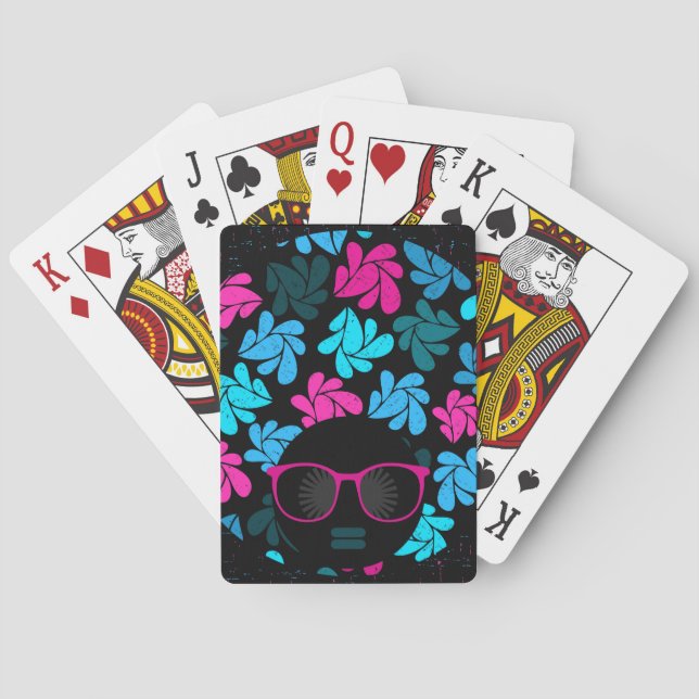 Baraja De Cartas Afro Diva Turquesa y Rosa Caliente (Reverso)