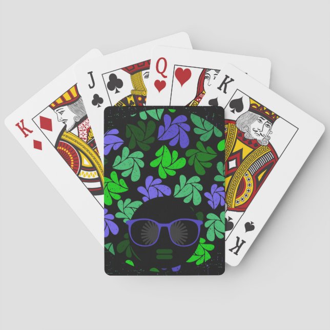 Baraja De Cartas Afro Diva Verde y Azul (Reverso)