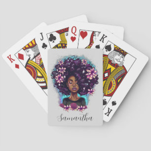 Baraja De Cartas Afromujer floral esparkling