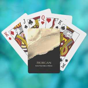 Baraja De Cartas Agante y Purpurina de oro, línea de nombre y texto