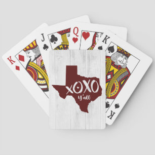Baraja De Cartas Aggie Maroon XOXO, Y'all - Forma de estado de Texa