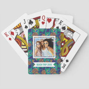 Baraja De Cartas Agrega tu nombre Flores Y Plumas