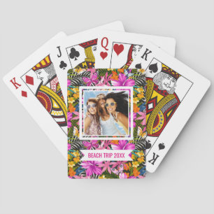 Baraja De Cartas Agrega tu nombre   Hojas tropicales y flores