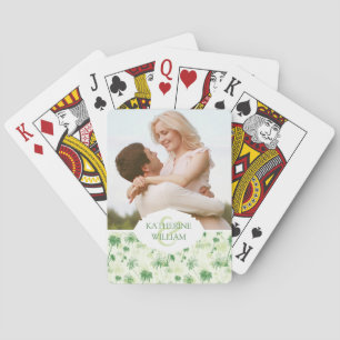 Baraja De Cartas Agrega tu nombre   Patrón de árbol de palmas verde