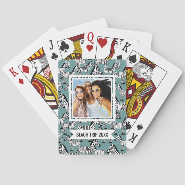 Baraja De Cartas Agrega tu nombre | Patrón de cebra (Reverso)