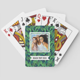 Baraja De Cartas Agrega tu nombre   Patrón de hojas tropicales