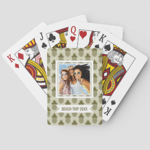 Baraja De Cartas Agrega tu nombre   Patrón de piña de Khaki
