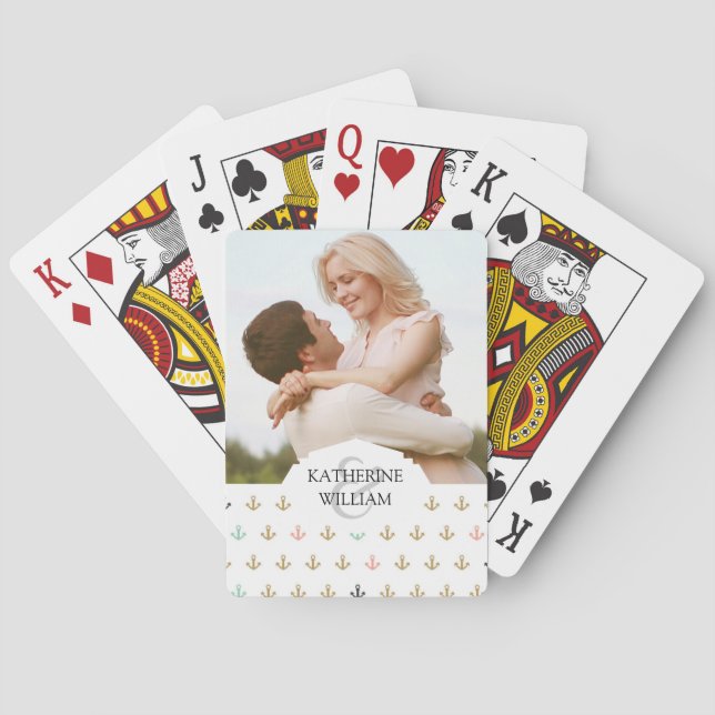 Baraja De Cartas Agrega tu nombre | Patrón Mini Anchor (Reverso)