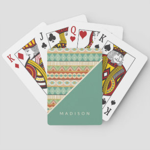 Baraja De Cartas Agrega tu nombre Patrón tribal acuarela