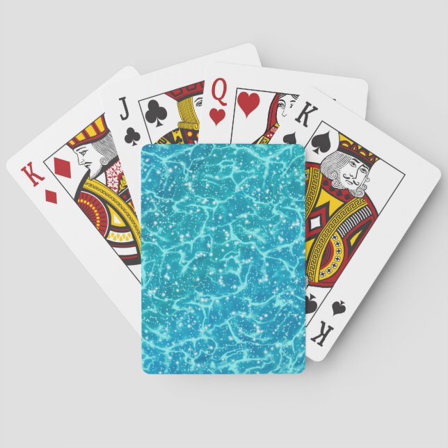 Baraja De Cartas Agua de mar azul con paracaídas (Reverso)