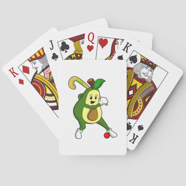 Baraja De Cartas Aguacate en hockey con bate de hockey (Reverso)