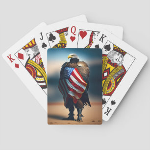 Baraja De Cartas Águila Calva Con Armor Con Bandera Estadounidense