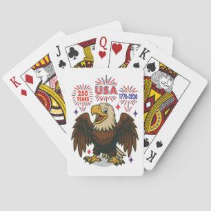 Baraja De Cartas Águila calva con fuegos artificiales - Estados Uni