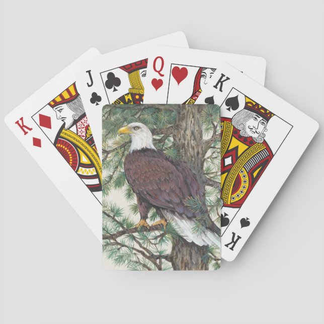 Baraja De Cartas Águila calva en rama (Reverso)