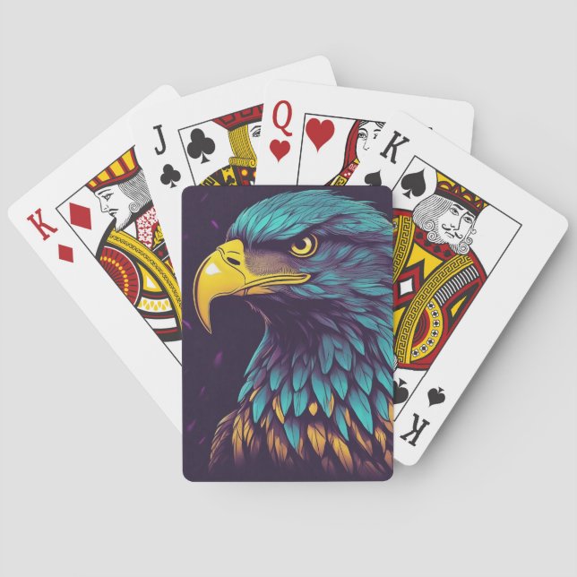 Baraja De Cartas Águila majestuosa en colores vibrantes (Reverso)