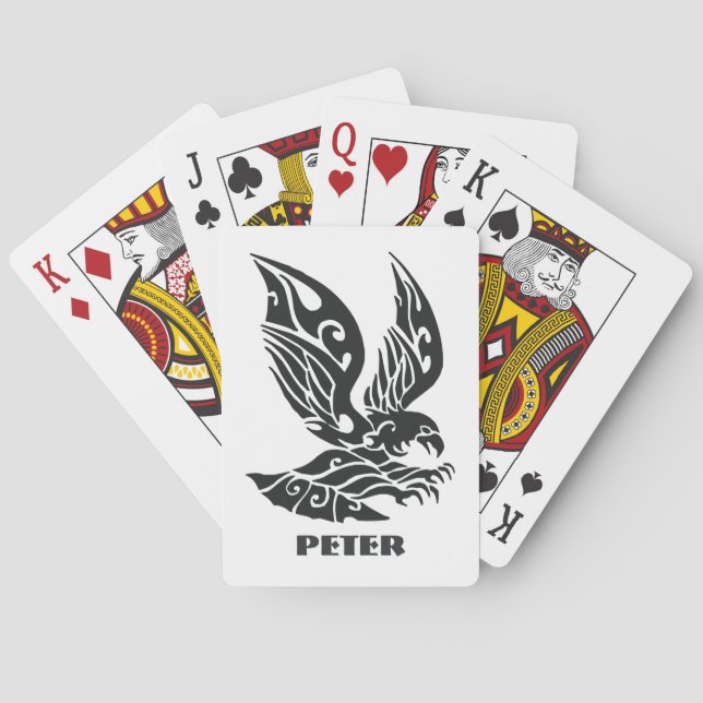 Baraja De Cartas Águila negra monogramada (Reverso)