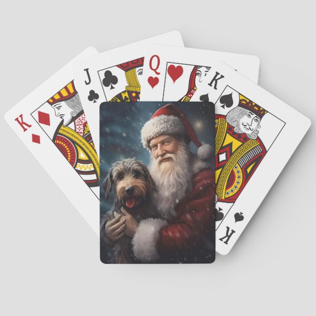 Baraja De Cartas Airedale con Navidades festivos de Santa Claus (Reverso)