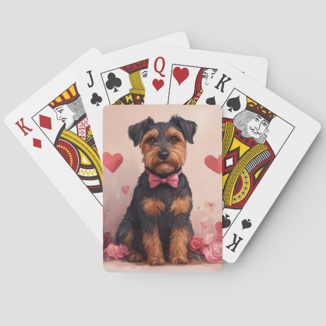 Baraja De Cartas Airedale con Rosas - Día de San Valentín (Reverso)
