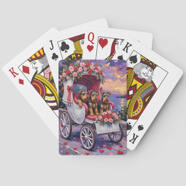 Baraja De Cartas Airedale Dog Valentine's Day  (Reverso)