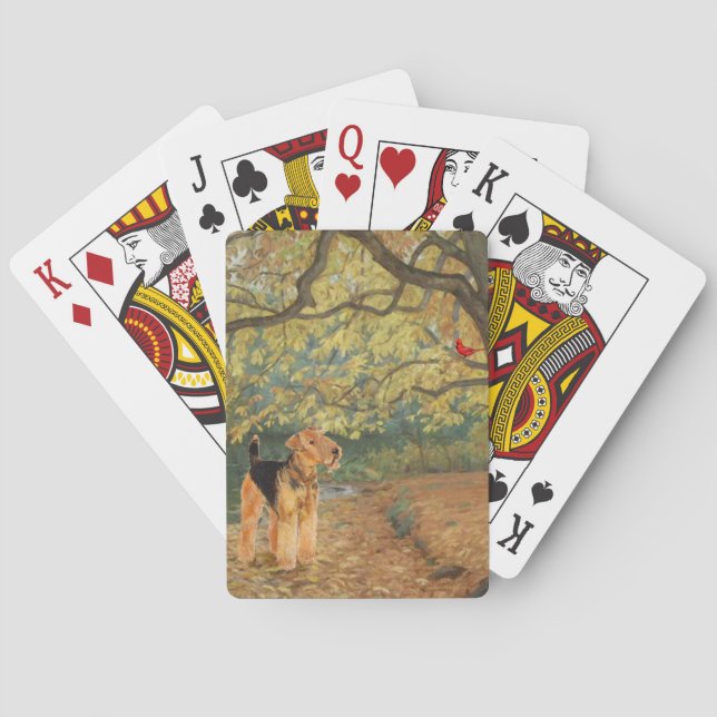 Baraja De Cartas Airedale Terrier Observación de Aves (Reverso)