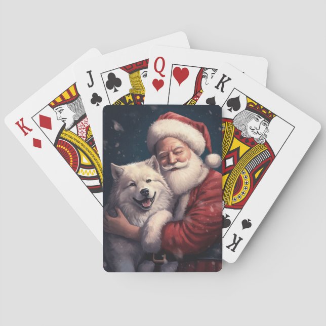 Baraja De Cartas Akita con Navidades festivos de Santa Claus (Reverso)