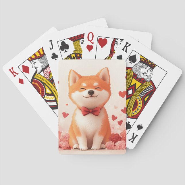 Baraja De Cartas Akita con Rosas - El día de San Valentín (Reverso)
