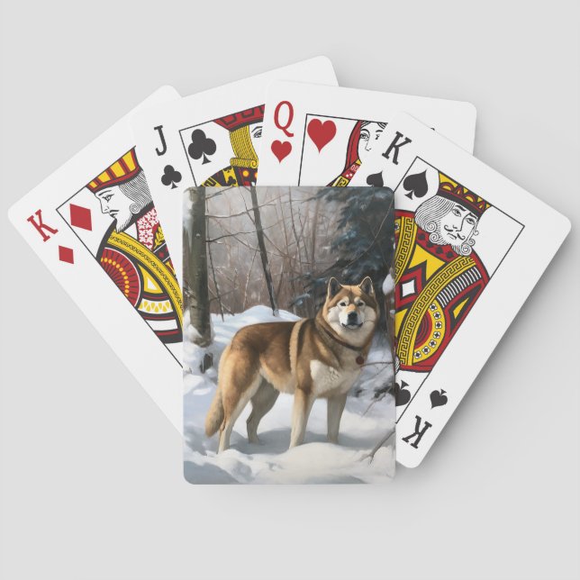 Baraja De Cartas Akita Deja que nieve Navidad (Reverso)