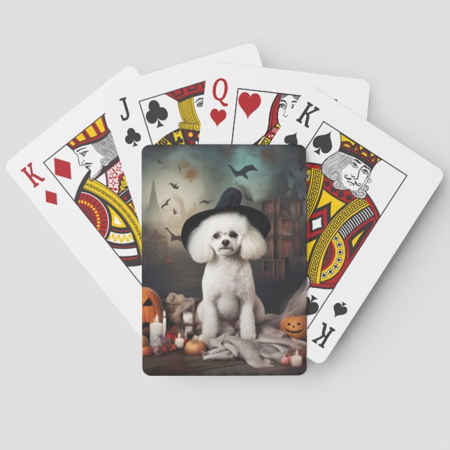 Baraja De Cartas Alarma de Halloween de Bichon Frise Pumpkins (Reverso)