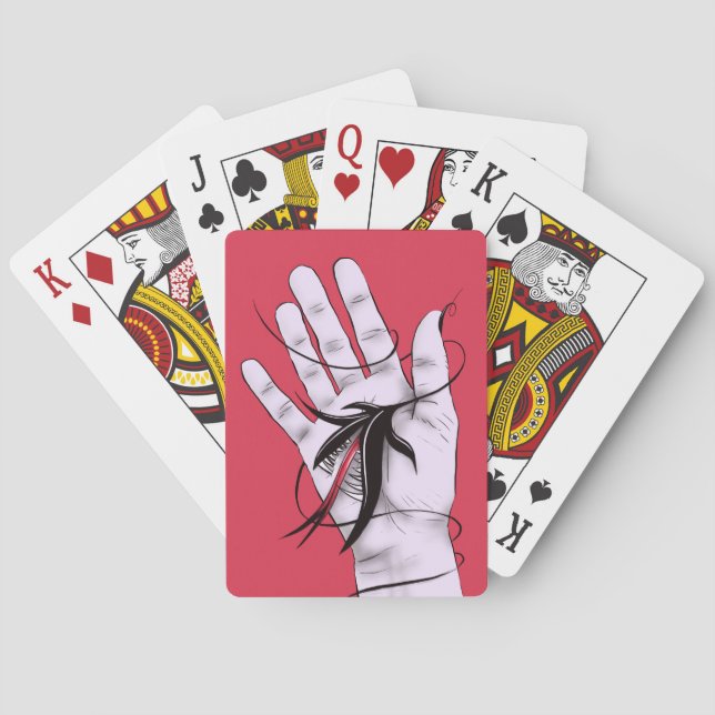 Baraja De Cartas Alarmante arte raro gótico hand morder flor Monstr (Reverso)