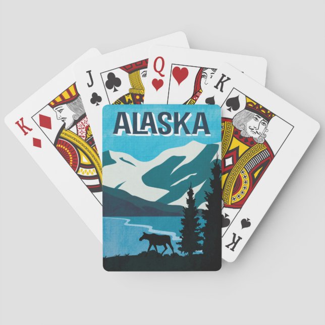 Baraja De Cartas Alaska Glacier Mountain Moose (Reverso)