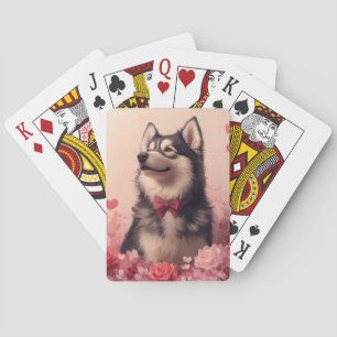 Baraja De Cartas Alaskan Malamute con Rosas - El día de San Valentí