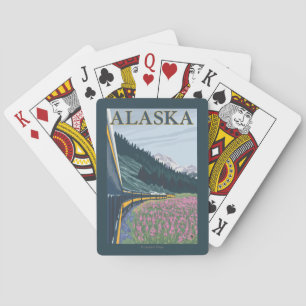 Baraja De Cartas AlaskaRailroad y viaje del vintage del Fireweed