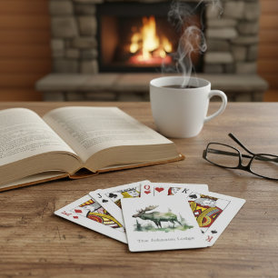 Baraja De Cartas Alce de acuarela rústica cabaña personalizada bosq