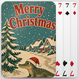 Baraja De Cartas Aldea de Cocodrilos Camino Animal Navidad