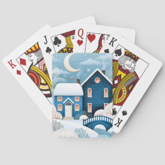 Baraja De Cartas Aldea Invernal de la Luna Acogedora Cabaña Nevada