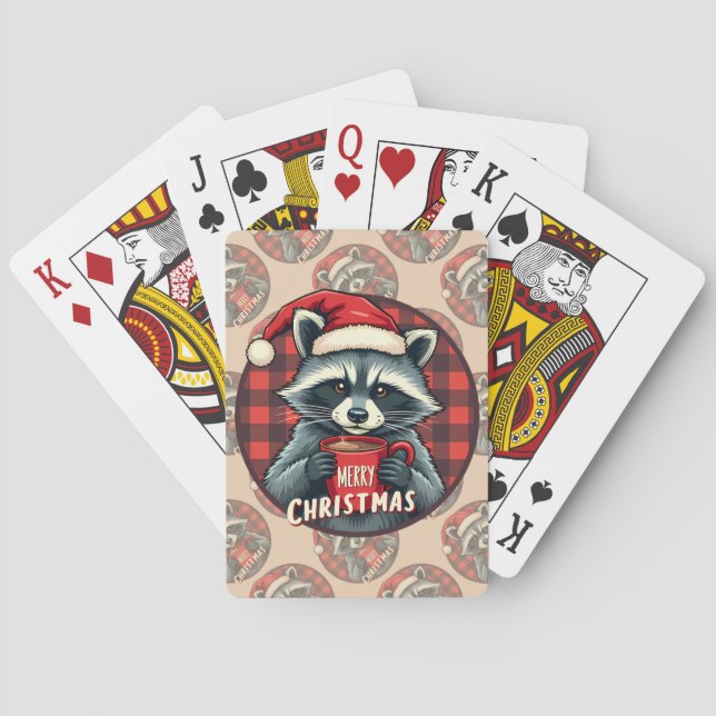 Baraja De Cartas Alegría de Cacao de Mapache de Navidad (Reverso)