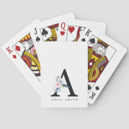 BARAJA DE CARTAS ALFABETAS DE FLORES AZULES DE RUBOR BLANDO LETRA D