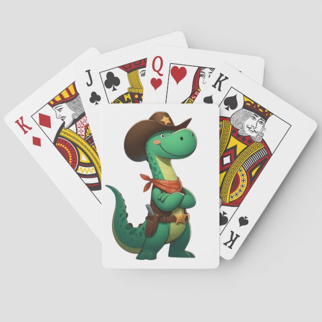 Baraja De Cartas Alguacil/vaquero de dinosaurio (Reverso)