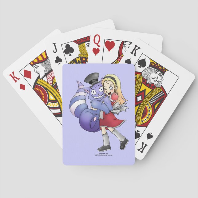 Baraja De Cartas Alicia y las tarjetas para jugar al gato de Cheshi (Reverso)